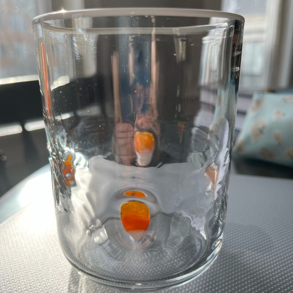 Anthropologie Lola candy corn juice glass